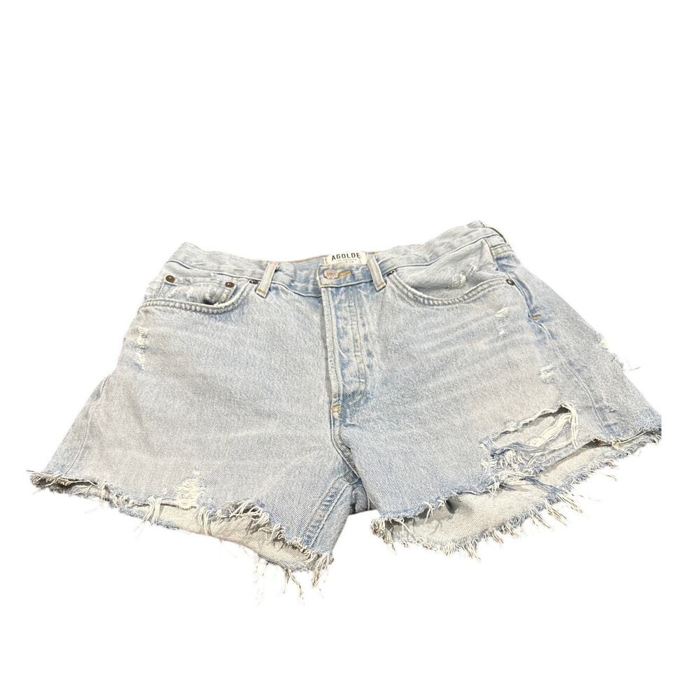AGOLDE Parker Vintage Cut Off Shorts Sz 27 Swapmeet Distressed Blue High Rise
